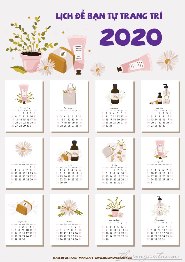 Lịch giấy 2020 mẫu 3